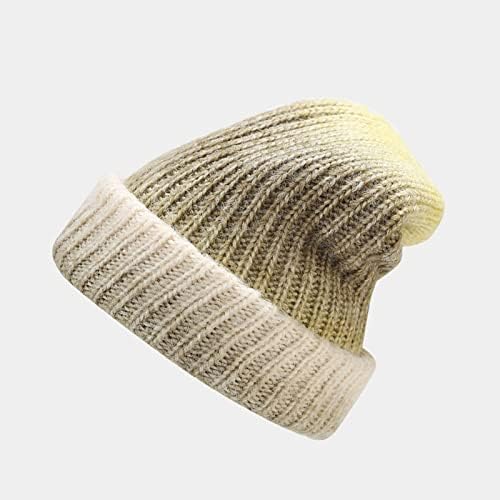 Şapka Sıcak Tıknaz Kablo Örgü Gökkuşağı Şapka Yumuşak Streç Kalın Sevimli Örme Kap Soğuk Hava için Mektup Büyük Şapka