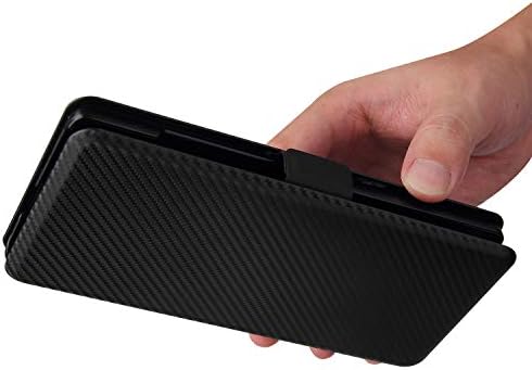 HFİCY Karbon Karbon Fiber Telefon Kılıfları LG Kanat 5G Durumda 2 * Ekran Koruyucu Cüzdan Manyetik Kapak Kılıfı Kart