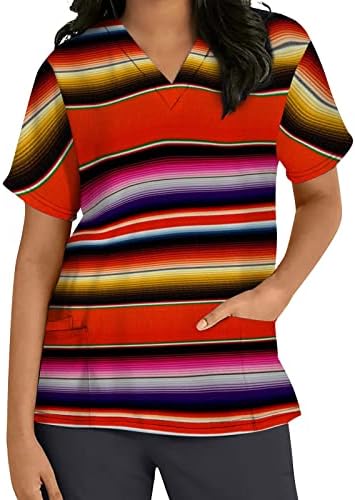 Sonbahar Yaz V Boyun Bluz Tee Kadınlar için 2023 Giyim Moda Kısa Kollu Grafik Çizgili İş Fırçalama Tshirt 16 16