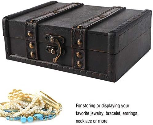 HERCHR Vintage Mücevher Kutusu, Hazine Kutusu Dekoratif Ahşap Kutu Takı Organizatör Ekran Kutusu Saklamak için Takı