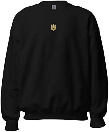 Banısıworld Başkan Zelensky Ukrayna-Sarı Nakış Trident-Ukrayna İşlemeli Tryzub Unisex Sweatshirt