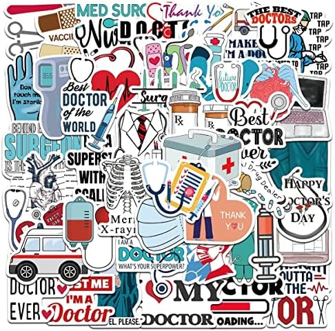 Yaroelrd Doktor Hemşire Çıkartmalar 50 Parça Karikatür Sağlık Sticker Çıkartmaları için Laptop, tampon, Su Şişesi,