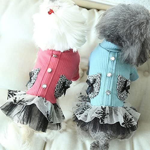 Hdwk ve Hped 2-Pack Küçük Köpek Elbise Örme Rhinestone Pet Otomatik Kış Tül Etek Küçük Köpek Kedi Yavrusu 2