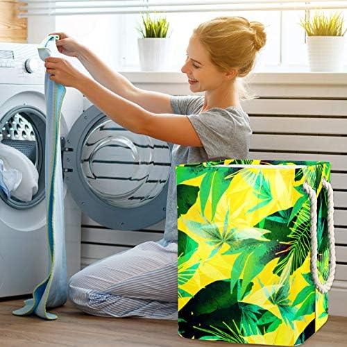 19.3 Bağlantısız çamaşır sepeti Kirli Giysiler Sepet Katlanabilir Ev Kreş Üniversite Daire Ofis Tropikal Sarı Yaprak