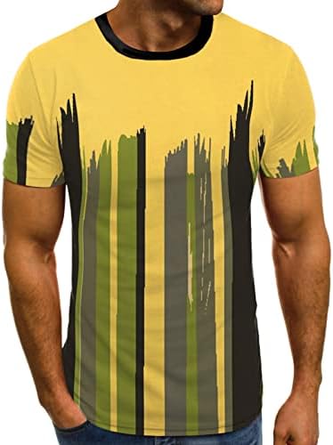 Bmısegm Yaz Tee Gömlek Erkek Erkek Yaz Moda Rahat 3D Dijital Retro Baskı T Shirt Kısa Kollu Bant T Shirt