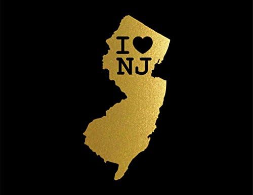ND358G Seviyorum New Jersey çıkartma / 5.5 İnç X 2.9 İnç / Premium Kalite Altın Vinil