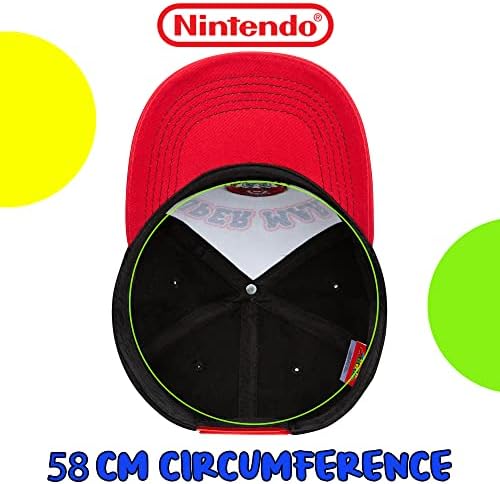 Nintendo Super Mario Erkek Beyzbol Şapkası Şapka-Ayarlanabilir Geçmeli Kapatma - %100 Pamuk Kırmızı - Siyah Yetişkin