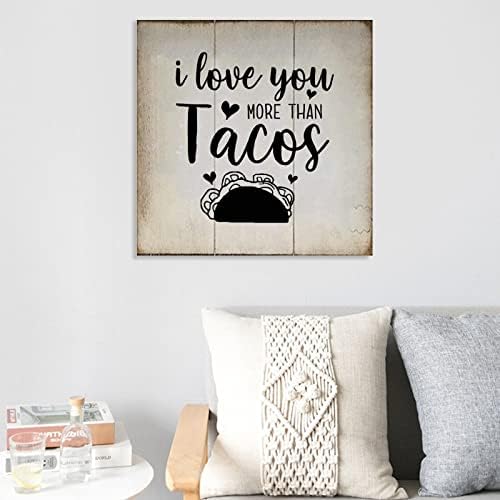Ahşap İşareti Alıntı Seni Daha Çok Seviyorum Tacos Vintage Ahşap Tahıl Duvar Sanatı Asılı İşareti Plak Avlu Oturma