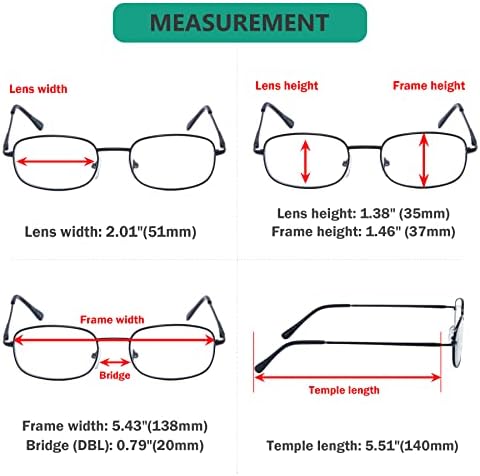 Eyekepper 4 Pairs Klasik okuma gözlüğü Metal Siyah Çerçeve +1.50 Okuyucu Gözlük yaylı menteşeler Erkekler Kadınlar