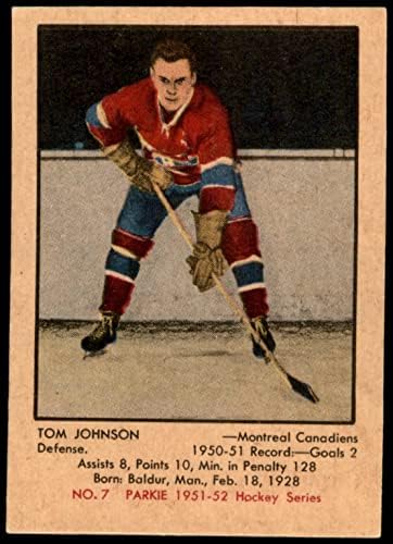 1951 Parkhurst 7 Tom Johnson Montreal Kanadalılar (Hokey Kartı) NM Kanadalılar