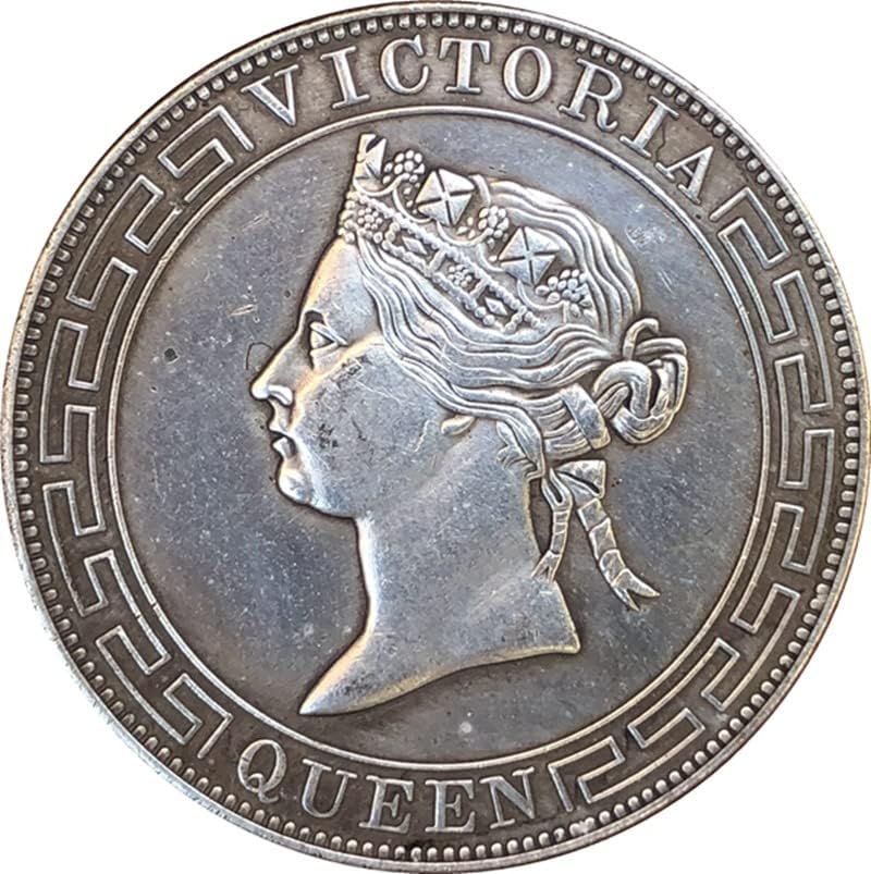 Antik Paralar Antika Gümüş Dolar 1867 Hong Kong Desen Gümüş bir İki El Sanatları Koleksiyonu