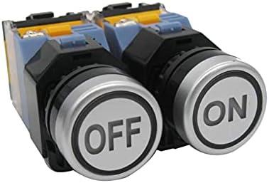 UNCASO 2 Adet 22mm 1 NO 1 NC Yeşil Kırmızı ON / Off İşareti led ışık Anlık basmalı düğme anahtarı 660V 10A ile led