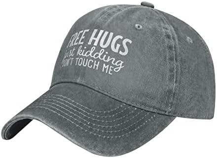 Free-Hugs-Just-Kidding-Dont-Touch-Me Genç Denim kovboy şapkası beyzbol şapkası güneş şapkaları Siyah kamyon şoförü