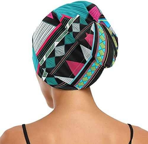 Kafatası Kap Uyku Kap Çalışma Şapka Bonnet Beanies Kadınlar için Çizgili Bohemian Ekose Geometrik Uyku Kap Çalışma
