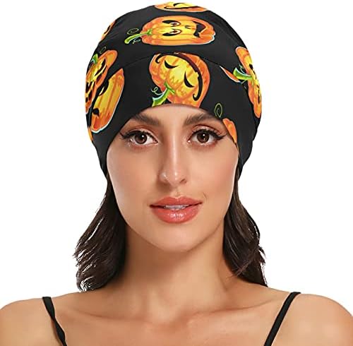 Kafatası Kap Uyku Kap Çalışma Şapka Bonnet Beanies Kadınlar için Kabak Cadılar Bayramı Şükran Günü Sonbahar Turuncu