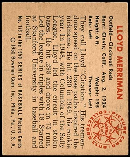 1950 Okçu 173 Lloyd Merriman Cincinnati Kırmızıları (Beyzbol Kartı) ESKİ Kırmızılar
