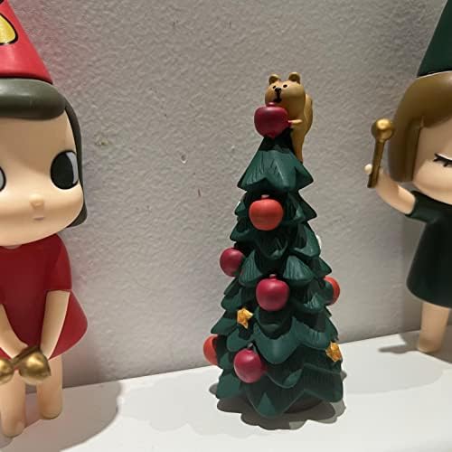 ZİSOUQ Mini Küçük Noel Ağacı, Küçük Sincap Çam Ağacı, Elma Masa Bebek, Noel Dekorasyon Ivır Zıvır
