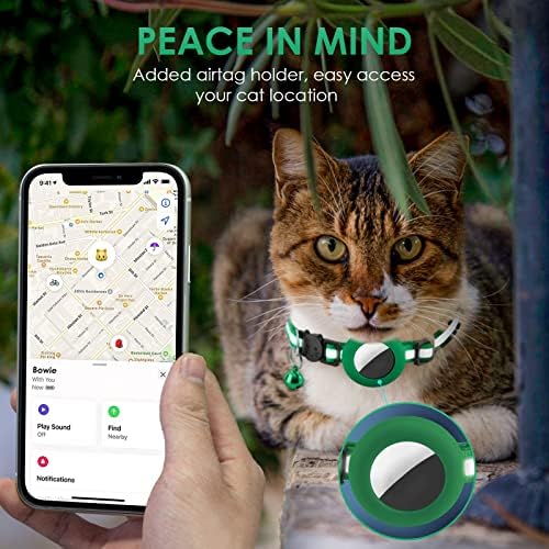 Airtag Kedi Yaka, Yansıtıcı GPS Kedi Yaka Ayrılıkçı ile AirTag Tutucu ve Çan, Ayarlanabilir Hafif Hava Etiketi Yavru