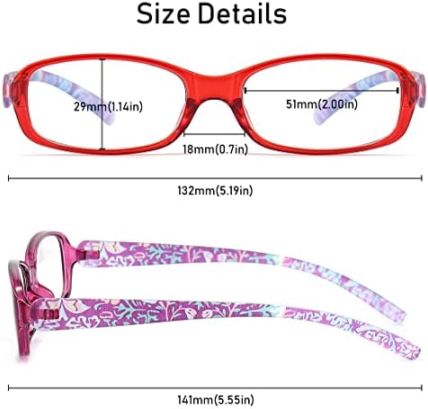 QISEOG okuma gözlüğü mavi ışık engelleme, 2 paket TR90 renkler kadınlar için hafif okuyucular