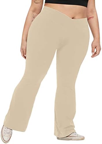 Kadın Artı Boyutu Bootcut Yoga Pantolon Çapraz Yüksek Bel Geniş Bacak Egzersiz Bootleg Tayt Flare Çalışma Pantolon