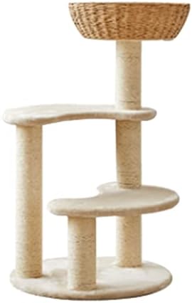 Kedi Ağacı Tırmalama Kedi Tırmanma Çerçevesi Rattan Kedi Evi Masif Ahşap Kedi Aktivite Ağacı Kulesi Yataklı Büyük
