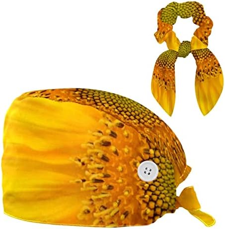 Kadın ve erkek Cerrahi Kap Yay Saç Toka Yaz Ayçiçeği Sarı Bitki Çalışma Şapka Bir Boyut