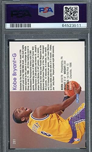 Kobe Bryant 1996 Çemberler Basketbol Çaylak Kartı RC 281 Kademeli PSA 7