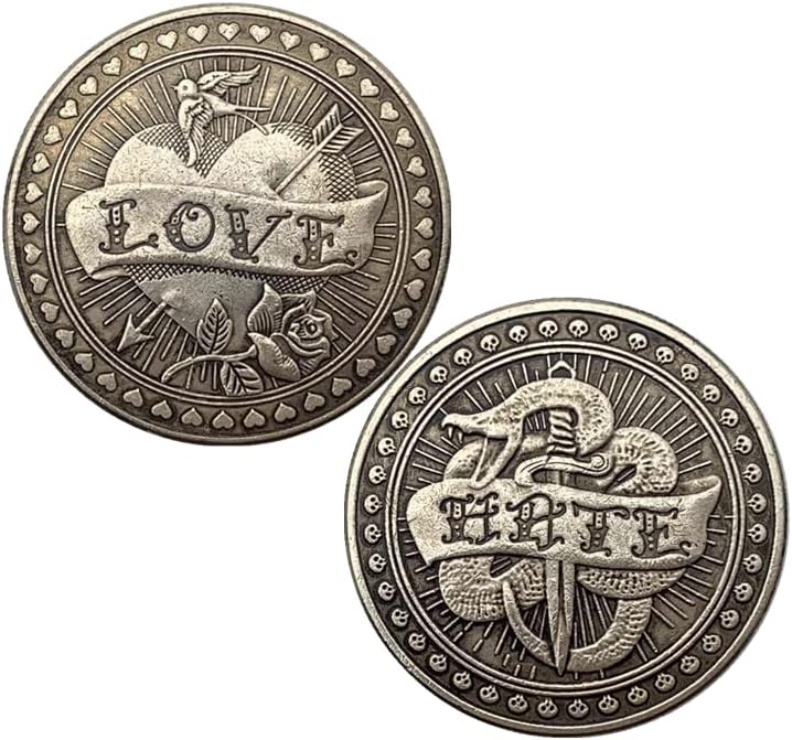 Dolaşıp Antika Eski Bakır Gümüş Gül Aşk Kalp Şeklinde hatıra parası Kalp Şeklinde Yılan Kılıç Bakır Gümüş Sikke Madalya