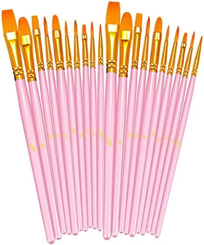 SLNFXC 20 adet boya fırçası Seti Yuvarlak Sivri Ucu Boya Fırçaları Naylon Saç Sanatçısı Akrilik Yağ Suluboya (Renk: