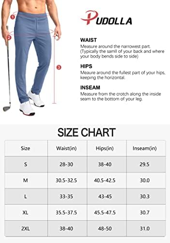 Pudolla erkek Golf Pantolon Streç Sweatpants Fermuarlı Cepler Slim Fit İş Casual Joggers Pantolon Erkekler için