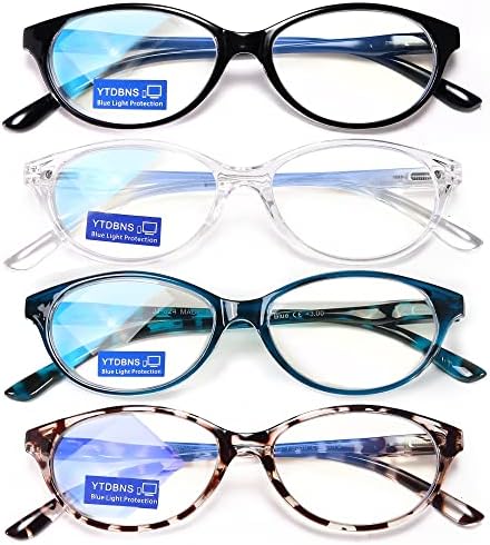 YTDBNS 4-Pack okuma gözlüğü Kadınlar için mavi ışık engelleme okuyucu gözlük şeffaf Lens Okuyucular Kedi gözü tarzı