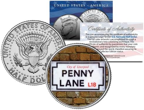 BEATLES Orijinal PENNY LANE Sokak İşareti Kennedy Yarım Dolar ABD Parası