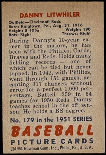 1951 Okçu 179 Danny Litwhiler Cincinnati Kırmızıları (Beyzbol Kartı) VG/ESKİ Kırmızılar
