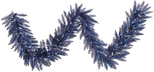 Vickerman 9 ' Lacivert Köknar Yapay Noel Çelenk, Mavi Dura Aydınlatmalı LED ışıklar-Sahte Köknar Noel Çelenk-Kapalı