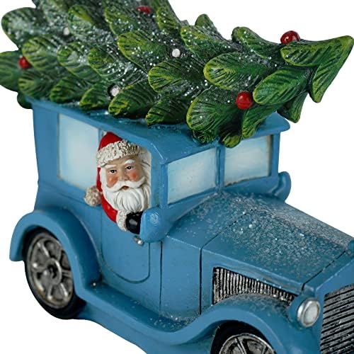 Topadorn Noel Kamyon Heykelcik Noel Baba Araba Modeli ile Ağacı Masa led ışık Retro Heykeli Tatil Araba Tahsil Figürler,