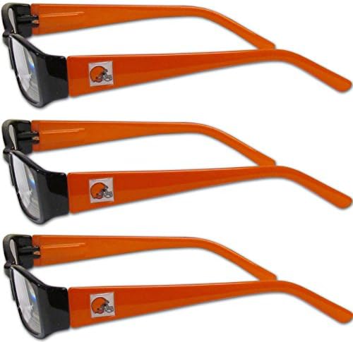 NCAA Siskiyou Spor Fan Mağazası Cleveland Browns Spor Okuma Gözlüğü (3'lü Paket) Okuma Gücü: + 1,50 Turuncu
