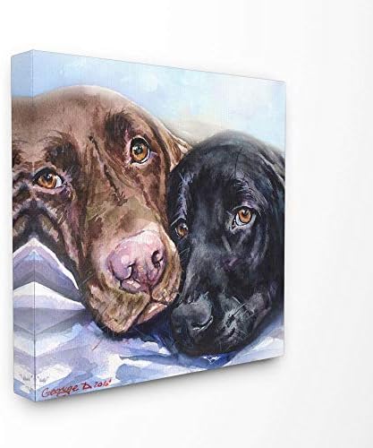 Stupell Sanayi Labradors Köpek Pet Hayvan Suluboya Resim Tuval Duvar Sanatı, 30x30, Çok Renkli