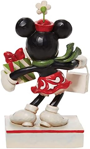Enesco Jim Shore Disney Gelenekler Minnie Mouse Noel Alışveriş Heykelcik, 5.25 İnç, Çok Renkli