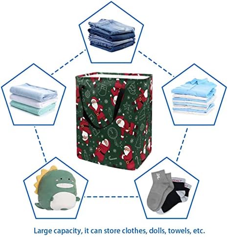 Sevimli Noel Noel Baba Baskı Katlanabilir çamaşır Sepeti, 60L Su Geçirmez çamaşır sepetleri Çamaşır Kutusu Giysi Oyuncak