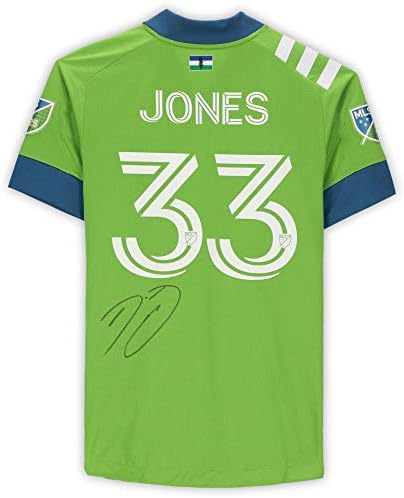 Joevin Jones Seattle Sounders FC İmzalı Maç-2020 MLS Sezonundan Kullanılmış 33 Yeşil Forma-İmzalı Futbol Formaları
