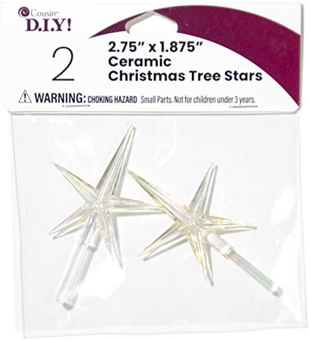 Seramik Noel Ağacı Yıldızları, Şeffaf, 2 adet, 2,75 inç