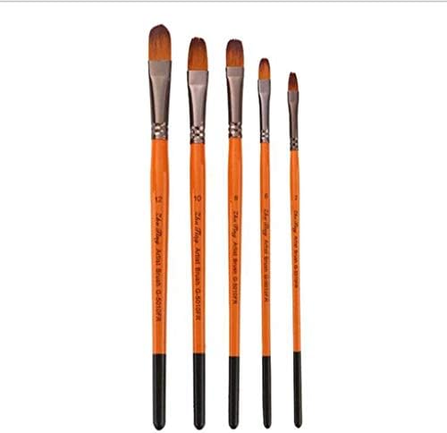 HNKDD 5 adet/grup Turuncu Kırmızı Çubuk Fırça Seti Naylon Saç Suluboya Fırçaları Yağ Fırçaları Malzemeleri (Renk :