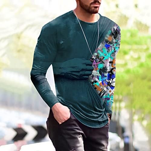 XXBR Erkek Asker Uzun Kollu T-Shirt Sonbahar Sokak 3D Dijital Baskı T Shirt Atletik Egzersiz Düzenli Fit Kas Tee Tops