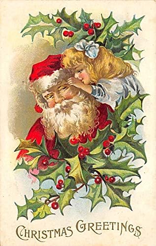 Noel Baba kartpostal eski antika Vintage Noel kartpostal arkasında yazma
