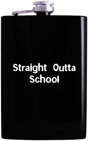 Straight Outta School-8oz Kalça Alkol İçme Şişesi, Siyah