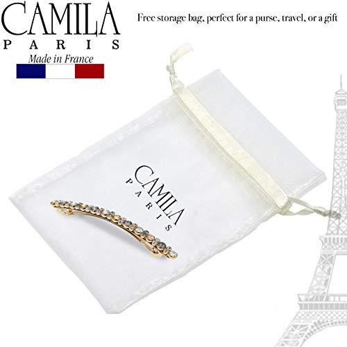 Camila Paris GA269 4.25 İnç Sıska Saç Tokası Klip Altın Çoklu Mermi Swarovski Kristalleri Taşlar, Kadınlar için Fransız