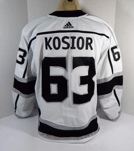 2021-22 Los Angeles Kings Landon Kosior 63 Maç Kullanılmış Beyaz Forma Sezon Öncesi 1 - Maç Kullanılmış NHL Formaları