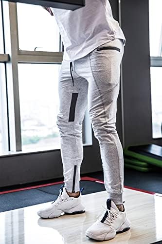 FIRSTGYM Erkek Joggers Sweatpants Slim Fit Egzersiz Eğitimi Uyluk Örgü spor koşucu pantolonu Fermuarlı Cepler ile