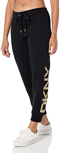DKNY kadın Spor Metalik Şerit Logo Polar Sweatpant