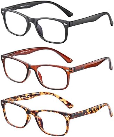 LAOSHOUXIN 3-Pack TR90 okuma gözlüğü mavi ışık engelleme ile bahar menteşe, okuyucular için kadın erkek parlama önleyici